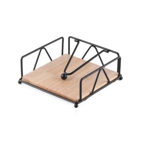 UDIEOA  Wooden Base Flat Napkin Holder Square Metal Paper Towel Dispenser Sturdy Modern Style Serviette Holder for Dining Table