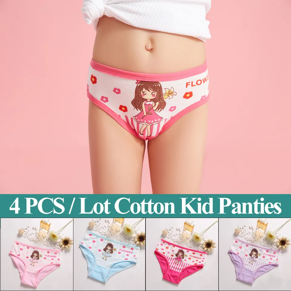 3 Pcs/lot Cotton Girls Underwear Casual Children's Breathable Panties  Flower Boxers for Toddler Kids Cartoon Shorts 4 8 12 Years