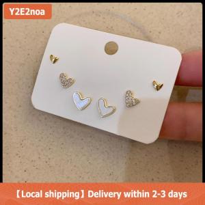 【Local shipping】 6Pcs set Delicate Simple Heart Stud Earring For Women Girls Fashion Trendy Exquisite Tiny Earrings Wedding Party Jewelry Gifts