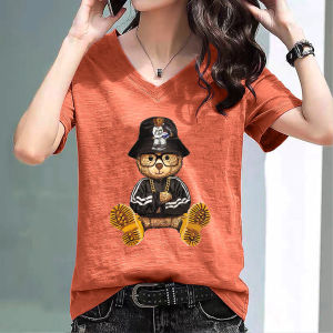 Charming เสื้อแฟชั่นเกาหลี ลายหมี เสื้อยืดผ้าCotton เนื้อหนานุ่ม ดีไซน์สวยเก๋ เกรดพรีเมียม รุ่น C747