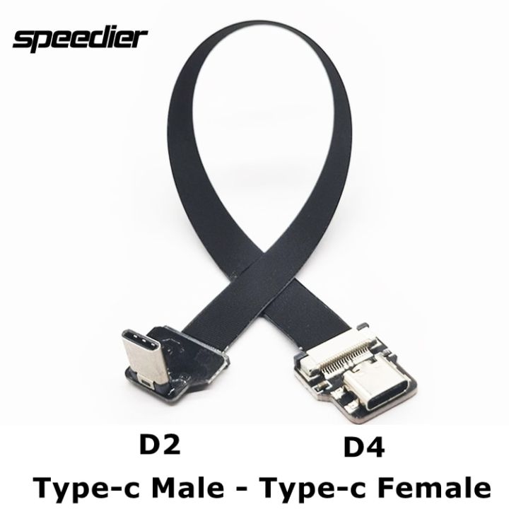 Flat Flexible Ultra Thin USB Type-C To Type C Rion Cable 90 Degree Up ...