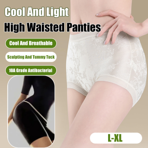 Seamless Light Breathable Tummy Control Pants Strong Tummy Control High Waist Tummy Control Underwear For Women Hip Lifting Postpartum Waist Shaping Body Shaping Thin Style 凉感轻薄高腰收腹内裤 Seluar Dalam Pinggang Tinggi
