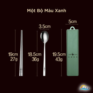 Bộ Muỗng Đũa Nĩa Văn Phòng Inox 316L SSGP Kèm Hộp Set Dụng Cụ Ăn Trưa Cá Nhân Chống Va Đập Không Gây Tiếng Ồn An Toàn
