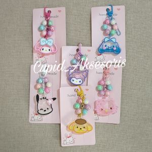 GANTUNGAN KUNCI GANCI SANRIO 3D KEPALA MODEL AKRILIK DAN GLITTER