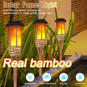 Ready Stock 2Pcs/Pack Pelita Buluh Solar Light LED Lights Pelita Bamboo Pelita Solar Raya 2025 Lampu Kelip Kelip Garden Lamp 竹子灯
