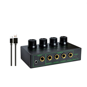 Sound Amplifier 4 Channel Stereo Headphone Amplifier With USB C Power Supply Cable Earphone Splitter for Studio