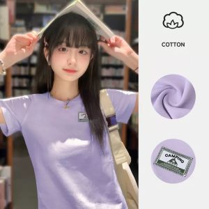 Áo thun nữ cổ tròn Camel Áo Ôm Thể Thao thường ngày thoáng khí tay ngắn cotton mùa hè