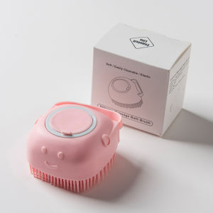Pet Shampoo Brush Soft Silicone Bath Brush Inbuilt Soap Dispenser for Body Exfoliator & Massage