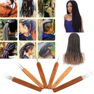 GUAIP Micro Hook Weave Braiding Hair Bamboo Handle with Stainless Steel One/Doube/Triple Head for Making Dreadlock Braid Maintenance Crochet  Knitting Hooks