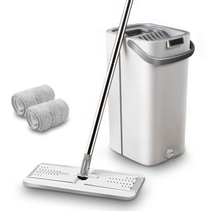 Fypo  Flat Mops with Bucket Upgrade Cleaning Mop with 2 pieces mop cloth  floor Cleaner 360 Rotating Cleaning tools hands wash free mop set