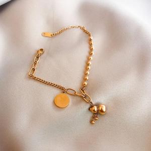 OYJR Gelang Titanium Anti Karat Original stainless Steel Perempuan 18K Lucky Labu Bracelet for Woman Fashion Hand Charms