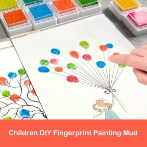TINGTIAN Finger Drawing Fingerprint Painting Mud Graffiti Inkpad Clear Stamping DIY Painting Inkpad 12/24pcs/set Colorful Kindergarten
