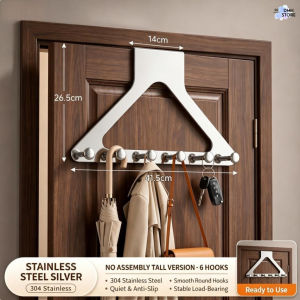 SG Stock Heavy‑Duty Over‑Door Hanger Hook Rack Multi Hook No Installation Door Back Organizer for Coat Bag Keys Umbrella
