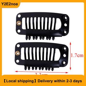 【Local shipping】 10 100 Toupee wig clips snap clips w rubber back hair extension black 9 teeth