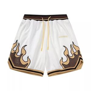 Z1BEE【M-5XL】 Mens Street Style Shorts American Flag Print with Flame Design for Soccer & Basketball Simple and Trendy Plus Sizes