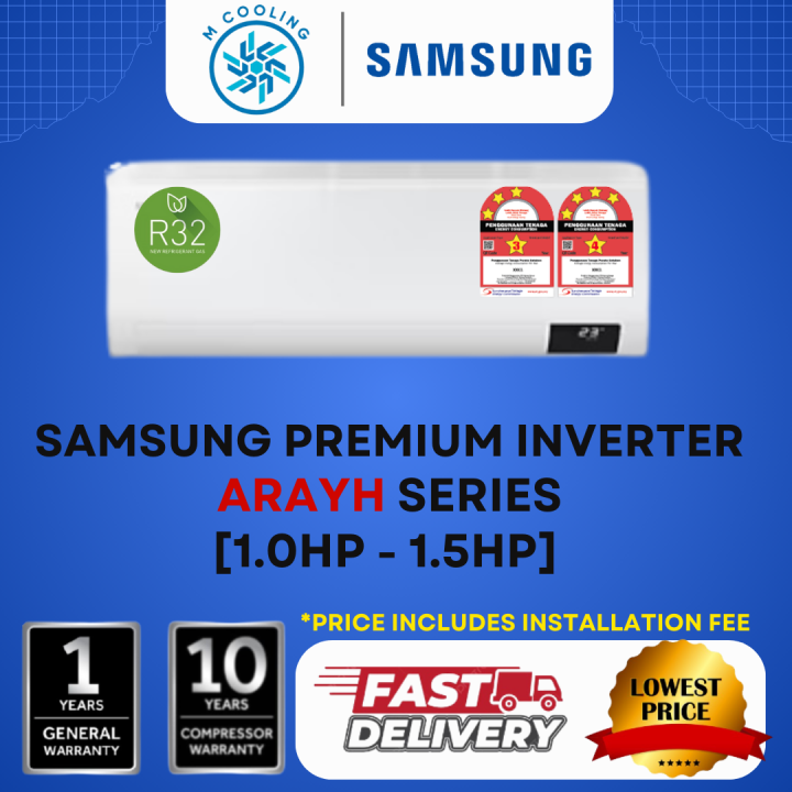 [FREE INSTALLATION] Samsung Aircond R32 RAC S-Inverter Premium (1.0HP ...