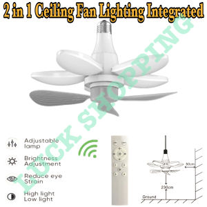 50W Ceiling Light with Fan Remote Control Intelligent LED Light 3 Color Silent 3 Blades Fan 4 Speed Wind Bulb Light Fan