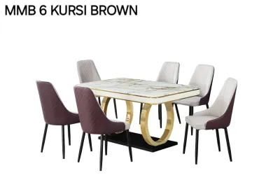 Prime / Satu set meja makan 6 kursi granit / Meja makan Uk150×90 minimalis / Drop Jabodetabek
