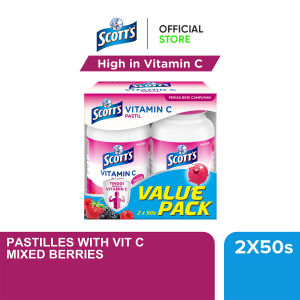 [Value Pack] Scott’s Vitamin C Pastilles for Iron Absorption Children Supplement Mixed Berries flavour (2 x 50s)