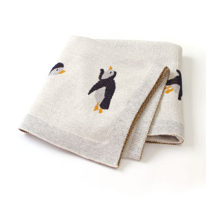 Cute Penguin Knitted Baby Blankets Newborn Swaddle Wrap Blanket Sleep Sack For Stroller Bedding Covers Infant Bebe Quilts 100*80 cm