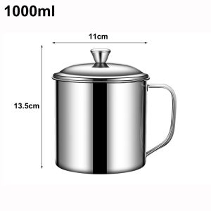 MIRELAE 350-1250ml Mug Handle Design With Lid Water Cup 304 Stainless Steel Tea Cup Home