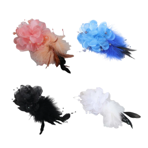 Water Resistant Feather Corsage Pin Synthetic Fabric Feather Flower Brooch Suitable for Outdoor Event Formal Wear