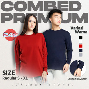 Kaos Polos Lengan Panjang Rib / Karet Cotton Combed 24s Premium Lengan Panjang