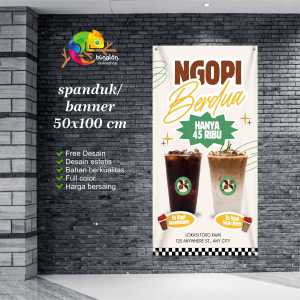 Cetak Spanduk Banner Hijau dan Kuning Promosi Menu Kopi