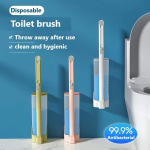 Disposable Toilet Bowl Cleaner Brush (Upgrade Version) - Wall - Mounted Floor - Mounted Dual - Use Toilet Wand Kit & Storage Caddy