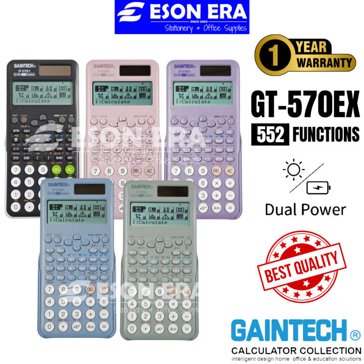 Gaintech Scientific Calculator GT-570EX Battery & Solar 552 Functions 12 Months Warranty fx-570EX