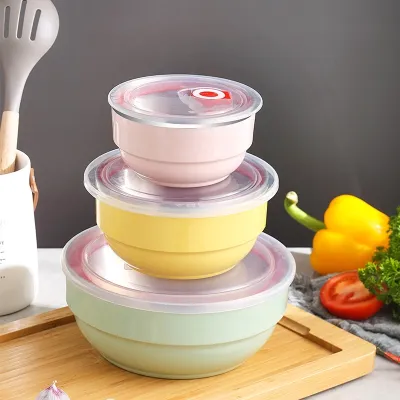 【SG】 304 Stainless Steel Bowl Kid Bowls Anti-fall Bowl Home Dinnerware Childrens Bowl Keep Fresh Cover Rice Bowl