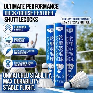 🏸 Durable/Windproof/HighElastic Nylon/Hitting Feel/Training Set High Elastic Stable Windproof Durable Goose Feather Shuttlecocks
