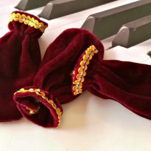 Set of 3pcs Pleuche Piano Pedal Foot Cover Case Bordered Scratch-resistant Protective Sleeve