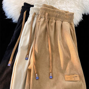 MANNASU American Corduroy Pants for Men and Women Loose Straight Sports Pants Spring and Summer Thin Casual Pants Trendy