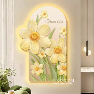 (ẢNH CHỤP) Tranh treo tường đèn led vườn hoa cúc họa mi trang trí decor quà tặng tân gia
