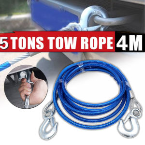 Heavy Duty 4M Tow Rope 5 Tons Emergency Recovery Towing Car  Boat Truck Trailer Rope Strap Hook Car Heavy Emergency Steel Ropes