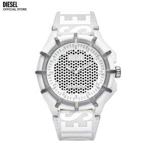 Diesel Mens Framed Analog Watch ( DZ4664 ) - Solar White Case Round Dial 24 MM White Plastic Band
