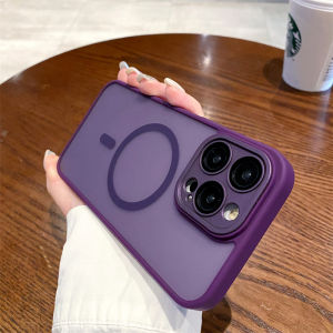 For Magsafe Magnet Purple Case for iPhone 17 16 15 Pro Max Camera Lens Protector Phone Cover Hard Matte Shell Black Bumper Capa