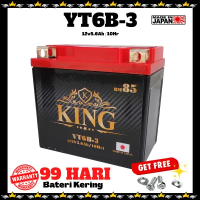 KING BATERI YT6B MOTOR BATTERY RS150 VARIO 150 CBR WR250 CBR125 JET BASIX50 ZX 10R G450X AIR BLADE