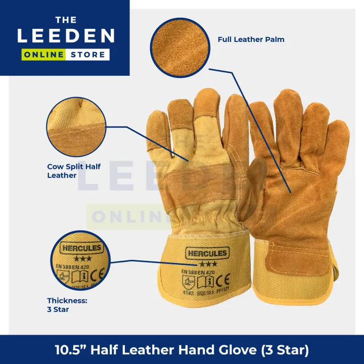 Hercules%20Half%20Leather%20Hand%20Gloves%20Yellow%20(3%20Star)%2010.5"%20by%20Leeden%20Online%20Store%20-%20Image%203