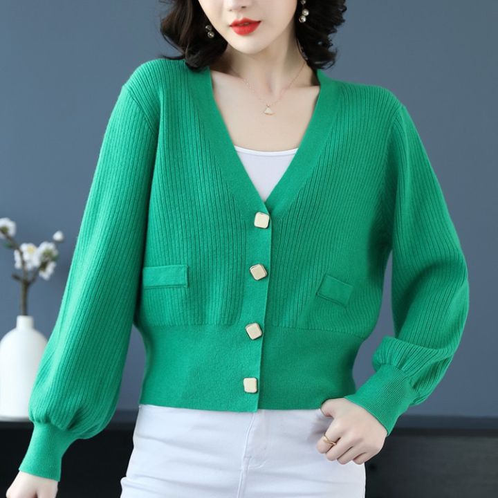 Áo len Cardigan Nữ Twentyfive dáng rộng cánh dơi cổ tròn vải gân ngang 5163