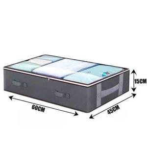 Under Bed Storage Containers Large Capacity Underbed Storage Bags Organizer Thick Fabric Storage Bins with Clear Window and Handles for Blanket Comforter Bedding Clothes Gray