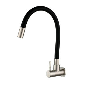 Baokemo Stainless Steel Brushed Kitchen Wall-Mounted Single Cold Water 360° Rotatable Faucet for Sink Vegetable Washing and Balcony Mop Sink