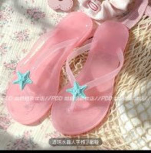 Free Shipping Starfish Transparent Crystal Slippers WomenS Casual Vacation Flip-Flops Summer Outdoor Beach Sandals