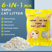 【New Launch Promo】Mix 6-in-1 Tofu Cat Litter DOMO+Natrual Cat Litter 2MM Ultral-thin Supper Odour Control Flushable Cat Litter 6L
