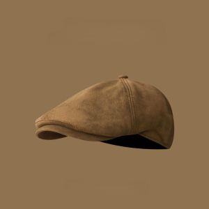 LUXELU Adjustable Forward Hat Retro Imitation Suede Newsboy Cap Casual Classic British Hat Autumn Winter Wear