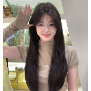 วิกผมหญิง วิกผม วิกผมตรงสไลด์เลเยอร์ สีน้ำตาลเข้ม (ยาว72cm) ปรับระดับได้ แถมฟรีเน็ตผม พร้อมจัดส่งเร็ว