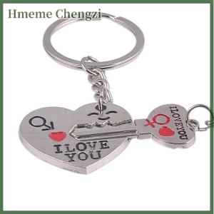 Hmeme 2pcs Fashion Love Heart Key Ring Keyfob Couples Romantic Keychain Lover Gift