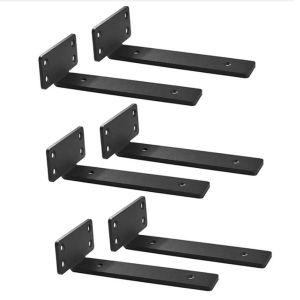 ROLL Black Coated Floating Shelf Brackets Heavy Duty Wall Mount Shelve L Brackets Replacement Metal Wall Shelf Support