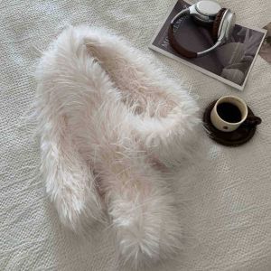 DRESSPLUS Harajuku Imitation Fur Scarf Pure Color Warm Plush Shawl Thicken Luxury Y2K Scarves Women/Men